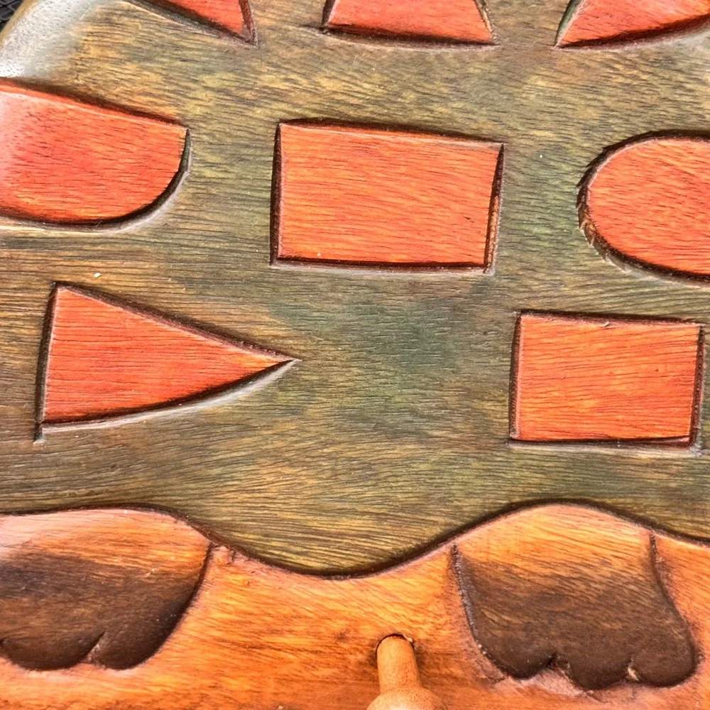 Hand Carved Wood Turtle Wall Decor Key Rack‎ Jewelry Holder Boho Decor Coat Hook